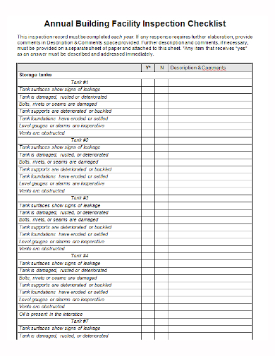 annual building facility inspection checklist