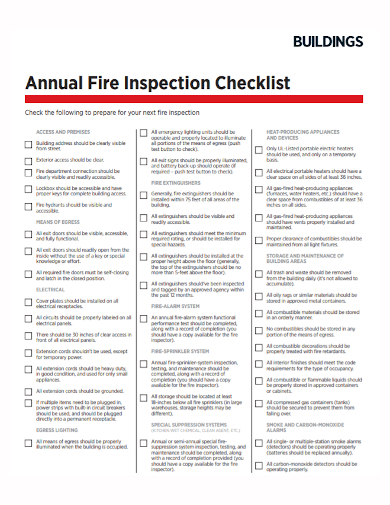 annual building fire inspection checklist