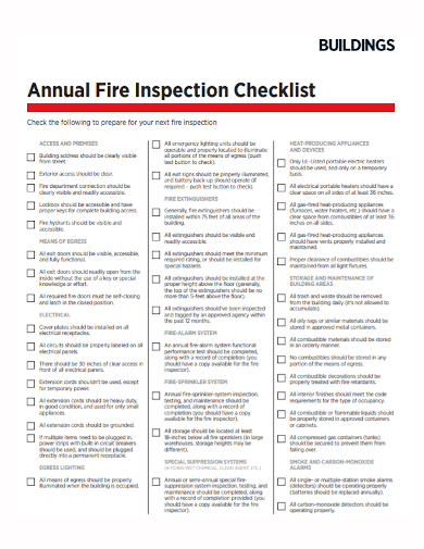 FREE 5 Annual Building Inspection Checklist Samples In PDF DOC