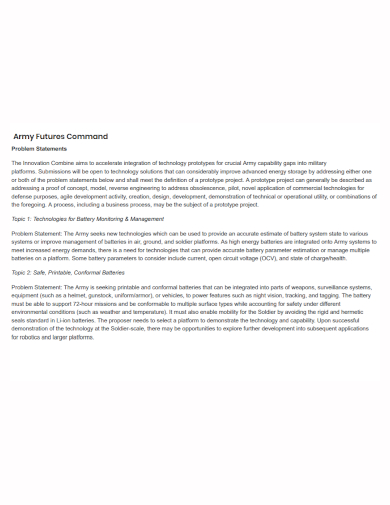 army future command problem statement