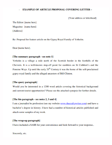 article proposal cover letter