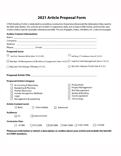 article proposal form