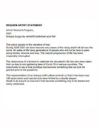 artist research program statement