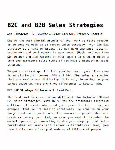 b2b and b2c sales strategy