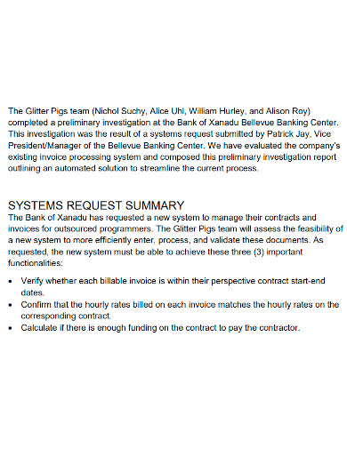basic preliminary investigation report