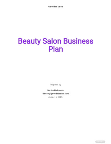 beauty salon business plan format