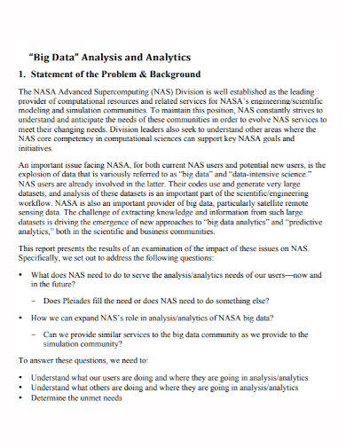 big data analytics problem statement