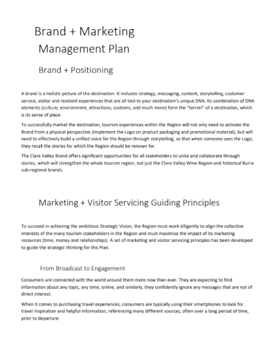 brand marketing management plan