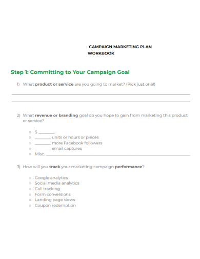 campaign goal marketing plan
