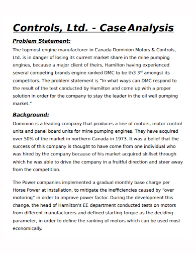 case control analysis problem statement