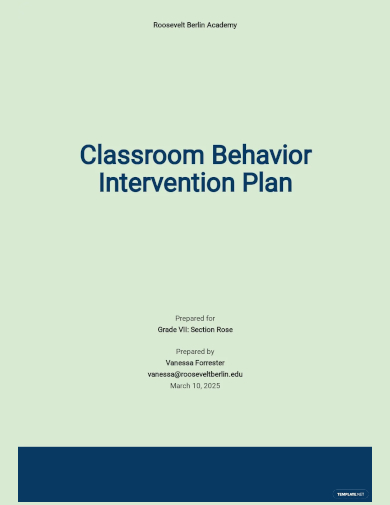 classroom behavior intervention plan template