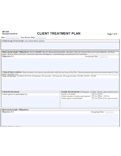 client treatment plan samples