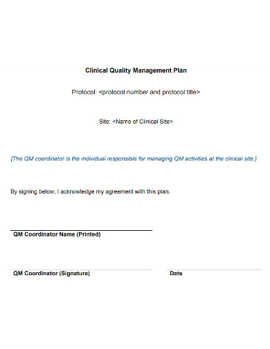 clinical quality management plan sample
