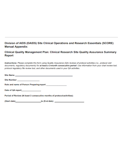 clinical quality management research report