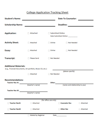 college application tracking activity sheet