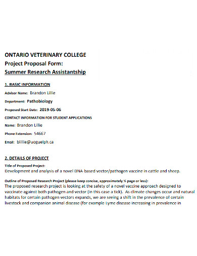 college project proposal form