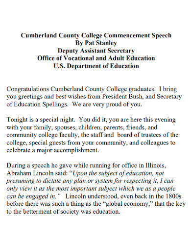 college student commencement speech