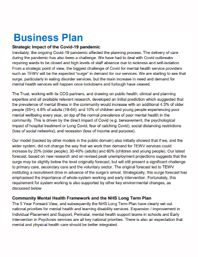 community health business plan
