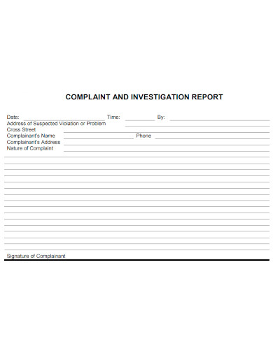 complaint investigation report format