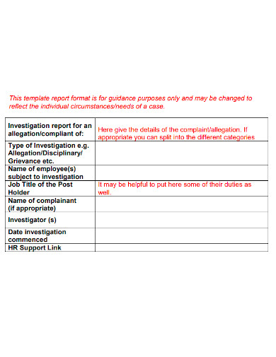 complaint and allegation investigation report