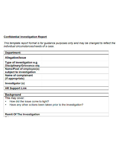 confidential employee investigation report