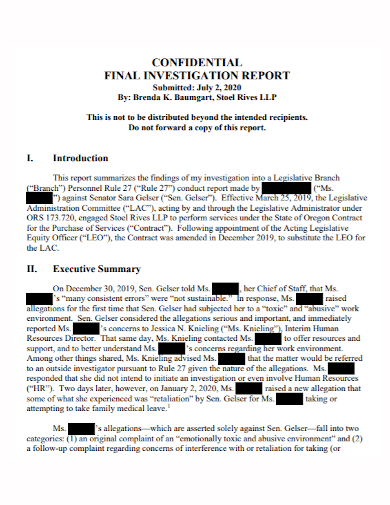 confidential final investigation report