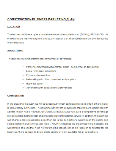 construction business marketing plan