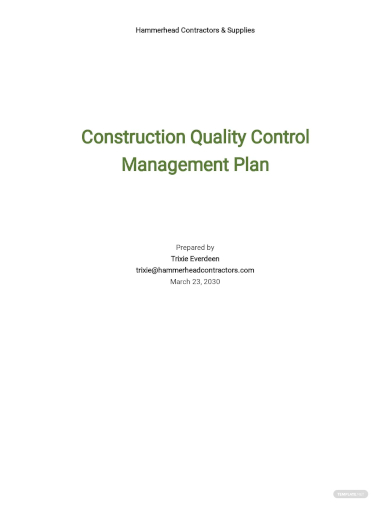 construction quality control management plan