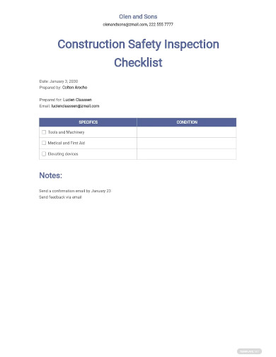 construction safety inspection checklist