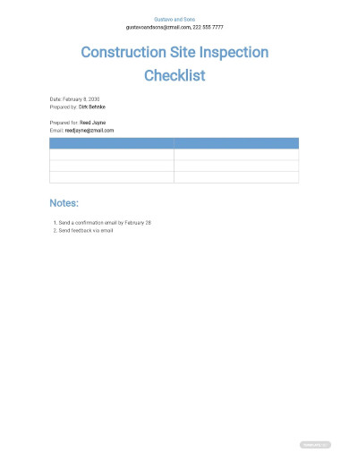 construction site inspection checklists