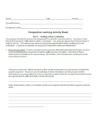 cooperative learning activity sheet