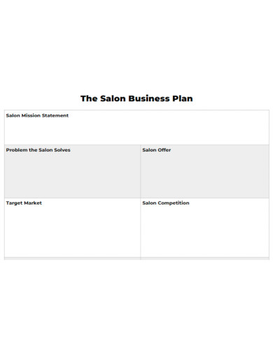 creative hair salon business plan