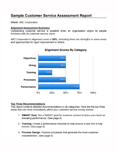 customer service assessment report