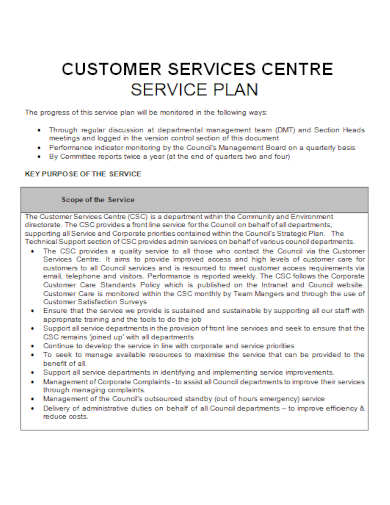 customer service centre plan