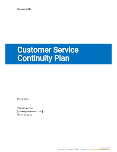 customer service continuity plan template