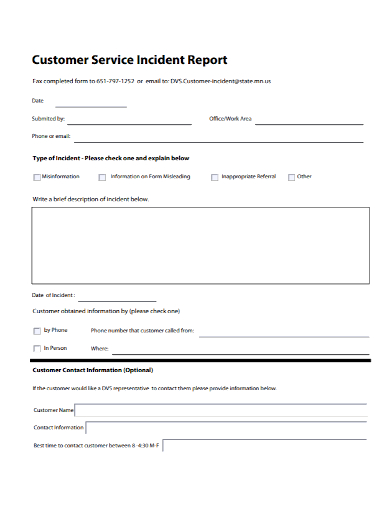 customer service incident report