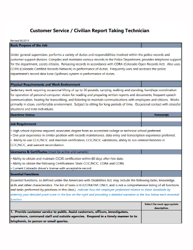 customer service technician civilian report