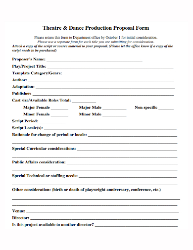 dance production proposal form