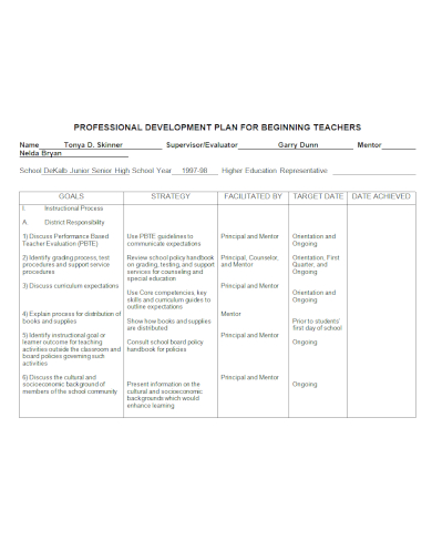 For Teachers Professional Development Goals
