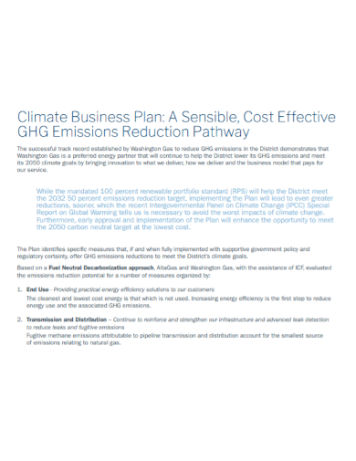 distribution climate business plan
