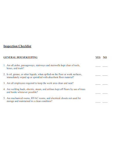 editable housekeeping inspection checklist