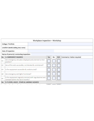editable workshop inspection checklist