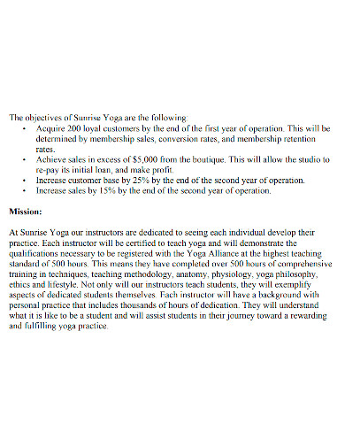 editable yoga business plan