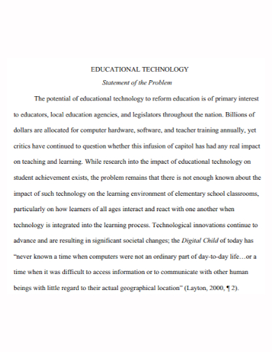 educational technology problem statement