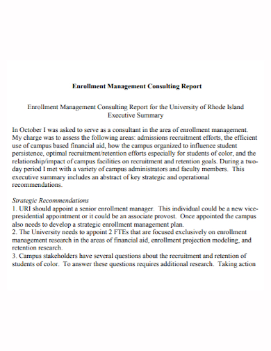 enrollment management consulting report