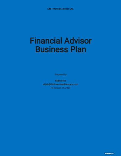 financial advisor business plan sample