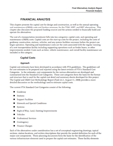 financial alternative analysis report