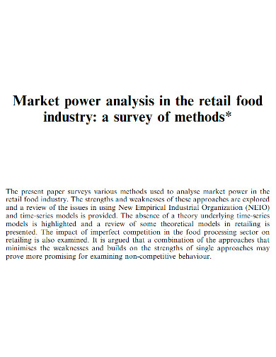 food industry and market analysis