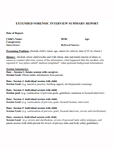 forensic interview summary report