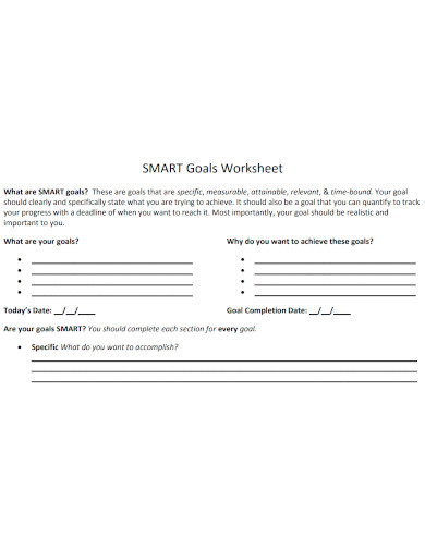 formal smart goals worksheet